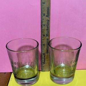 2 Bulliet Bourbon Frontier Whiskey Oval Embossed Heavy Base Whiskey Glasses.